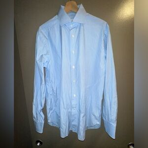 Ermengildo Zegna regular fit cotton blue and white striped button up